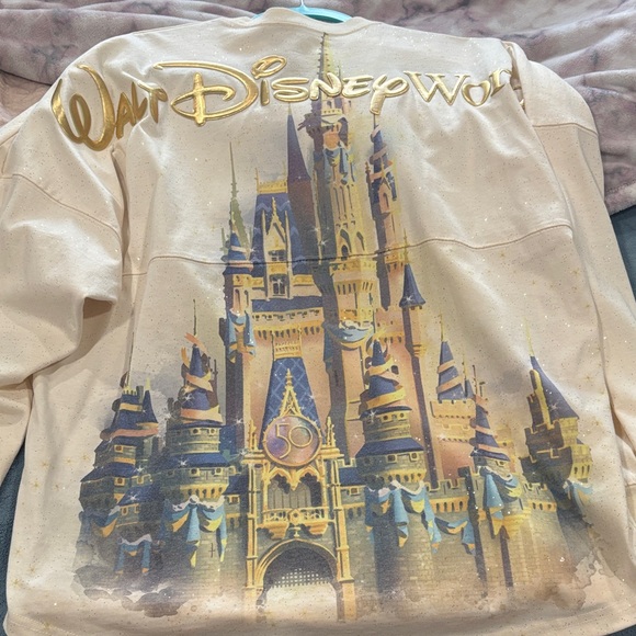 Cream Long Sleeve Sweatshirt with Gold Disney 50th anniversary shirt. - Picture 3 of 4